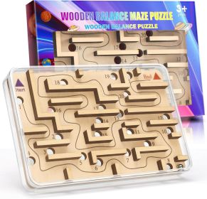 Handheld Fidget Puzzle Game for Kids and Adults - Challenging Wooden Labyrinth Marble Maze for Teen Boys - Fun Brain Teaser Puzzle Fidget Toys fo