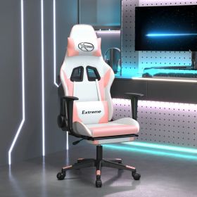 Gaming Chair White and Pink Faux leather, metal, plywood, foam